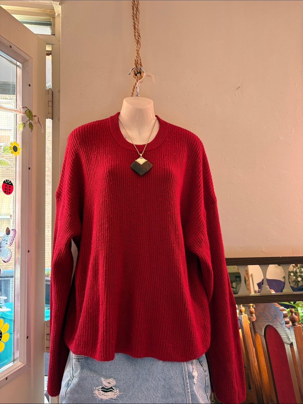 GAP Women's Crewneck Sweater in Deep Red